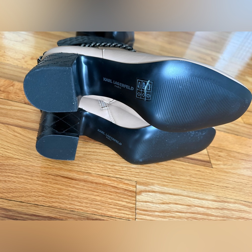 Karl Lagerfeld Beige and Black Ankle Boots - Size 11 - Picture 4 of 5